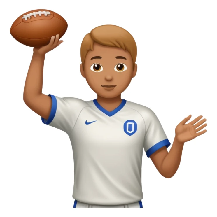 Throwing a football with a jersey on sticker