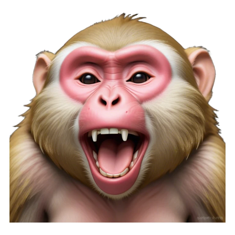 Cinematic Cute Yawning Macaque Portrait Emoji, Head tilted slightly with a dramatic, wide-open yawn, showcasing a gently textured face with half-closed, sleepy eyes and an open, relaxed mouth, Simplified yet irresistibly adorable features, highly detailed, glowing with a soft, cozy glow, high shine, relaxed yet expressive, stylized with a dash of whimsical charm, soft glowing outline, capturing the essence of a drowsy yet affectionate primate that appears ready to stretch out for a nap! sticker