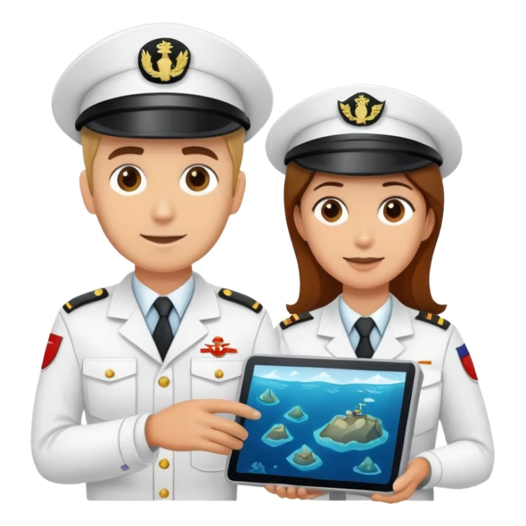 Marine geologists using sonar equipment to map ocean floor features from research vessel sticker