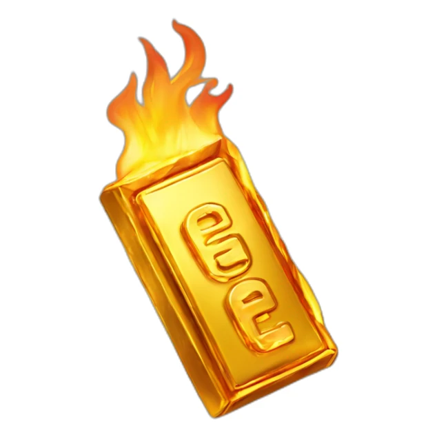 Hot flaming gold bar on fire sticker