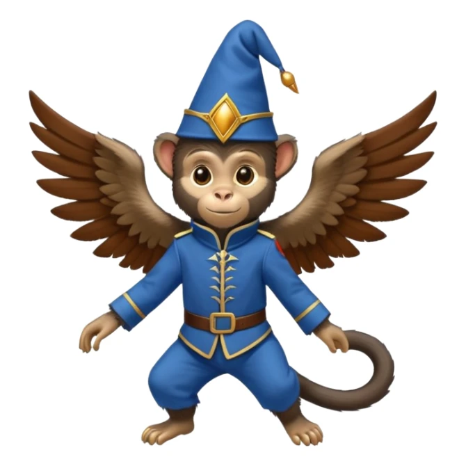 Flying monkey with wings, blue uniform, and fez hat from Wizard of Oz sticker