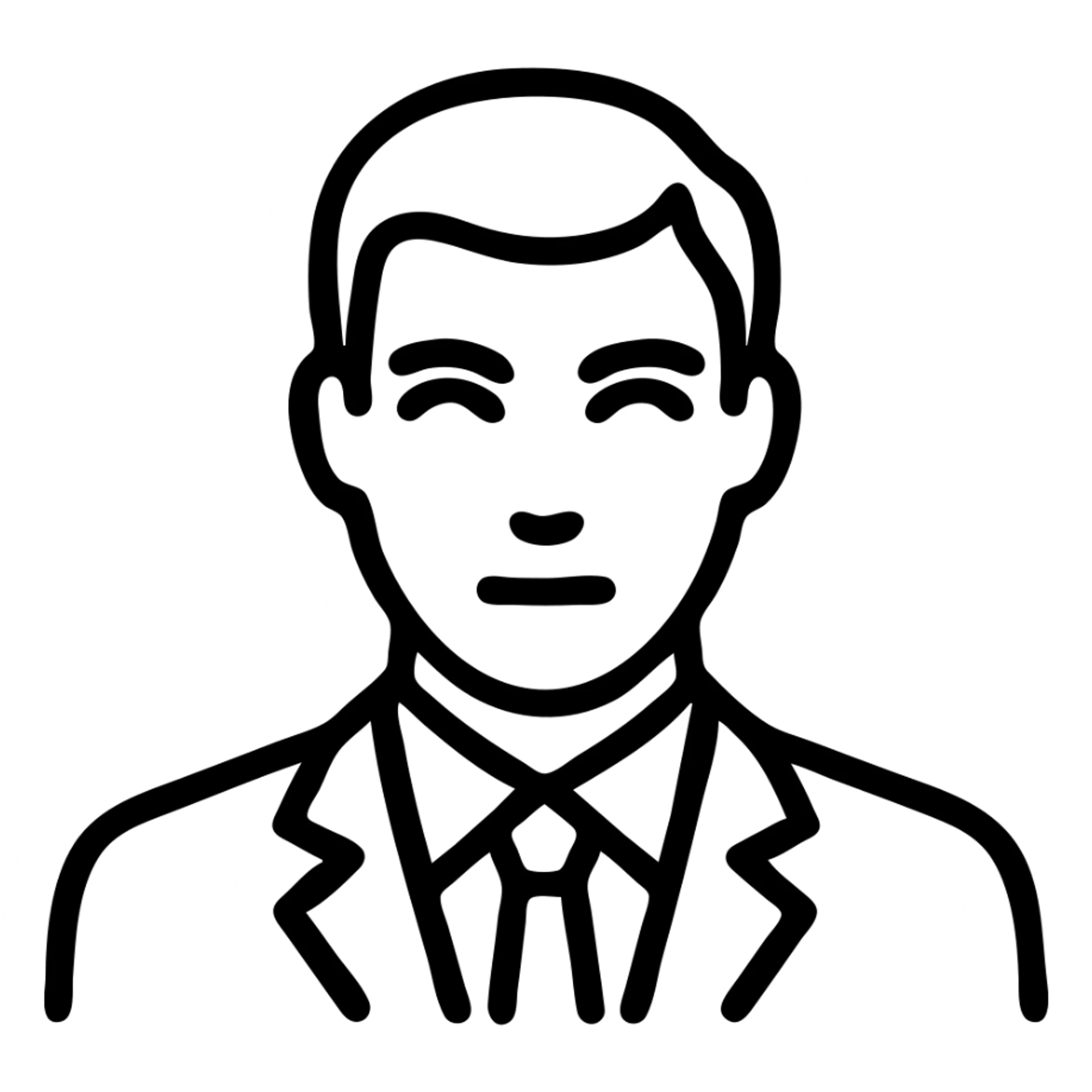 elegant man with green eyes, suit and tie, icon style, clean lines sticker