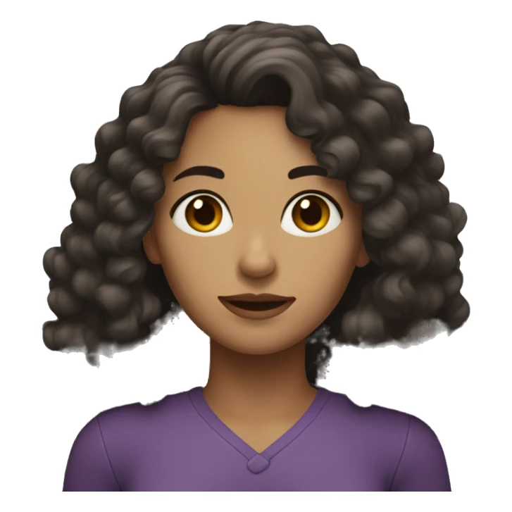 woman with long dark hair, curly, dark eyes sticker