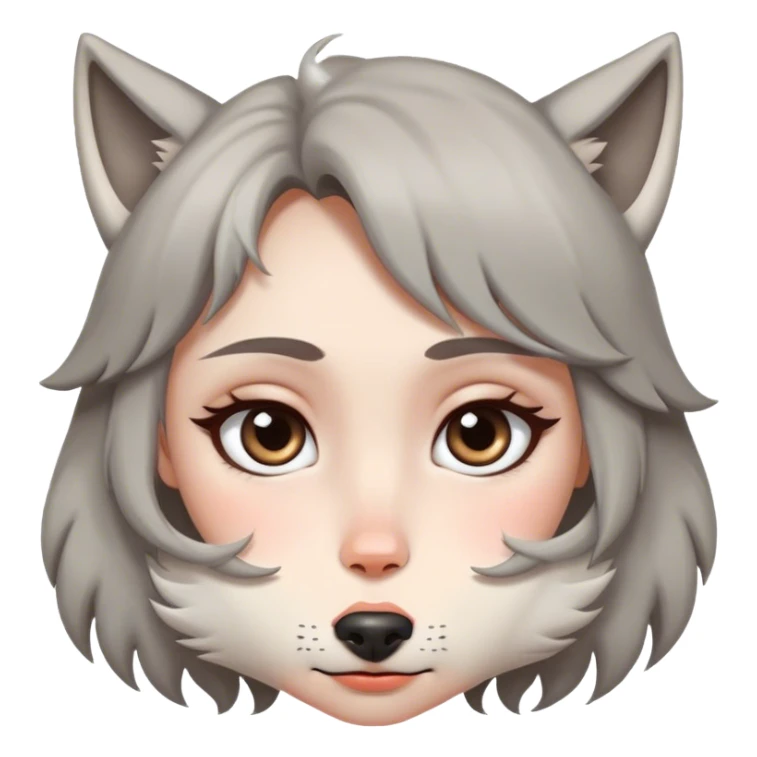 pretty girl with wolf cute cute big eyes whos sleepy sticker