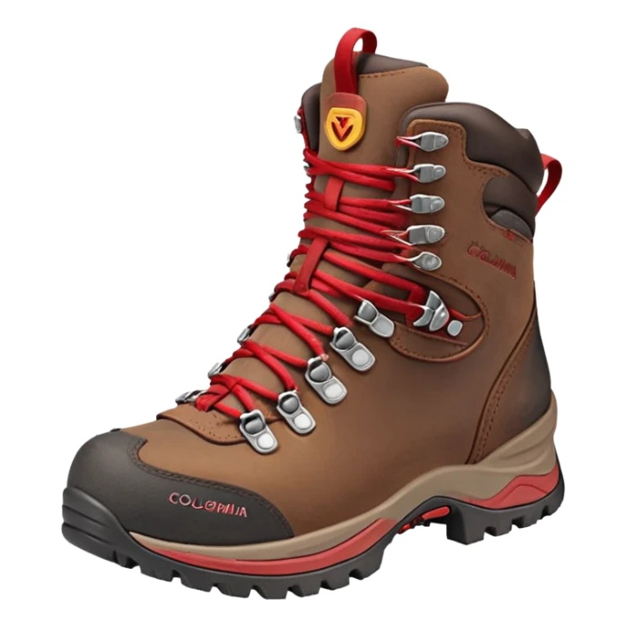 Columbia brown women's hiking boots with red lacss sticker