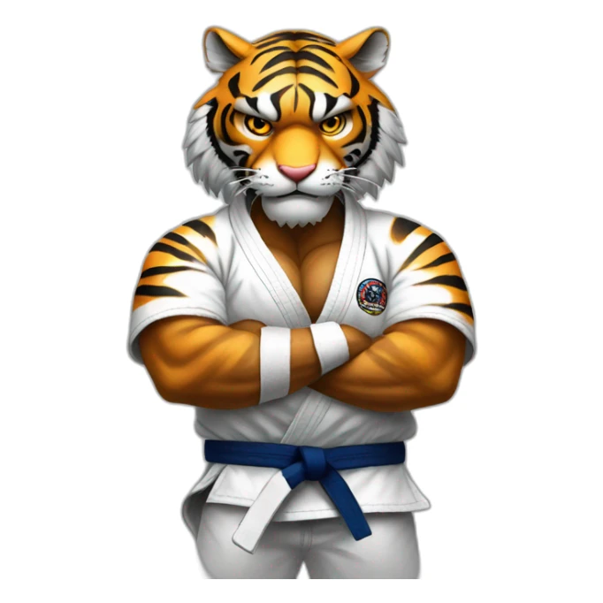 Tiger with evil face   jiu jitsu with his arms crossed sticker