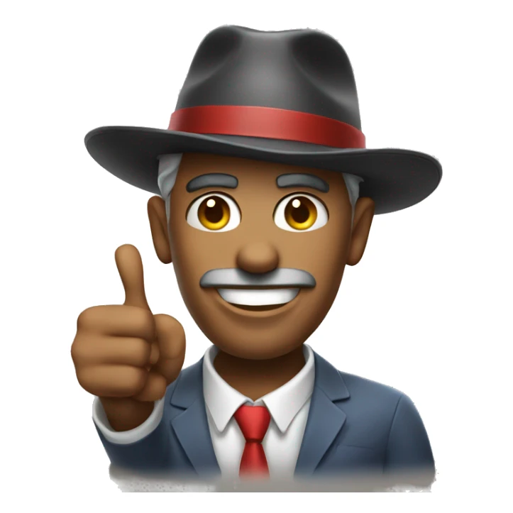 man's face. funny. stylish. in a hat. shows thumbs up "super"
 sticker