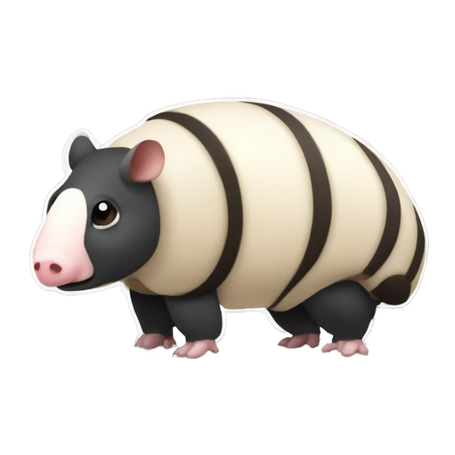 Black and white piebald chubby round rotund armadillo pig panda centipede armadillo  sticker