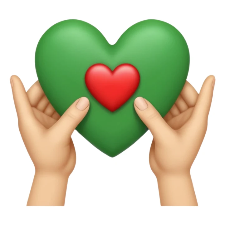 Diseña un emoji de dos manos formando un corazón que rodean un pequeño brote verde o un tarro de cosmética. Enfoque en la calidez, la comunidad y lo hecho a mano. sticker