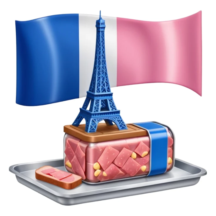 Spam meat Eiffel tower on a French flag sticker