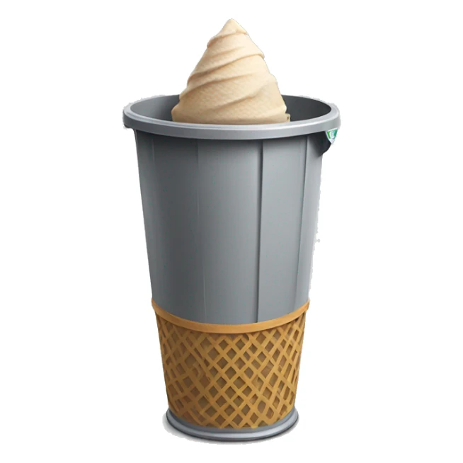 ice cream cone in a grey trash can sticker