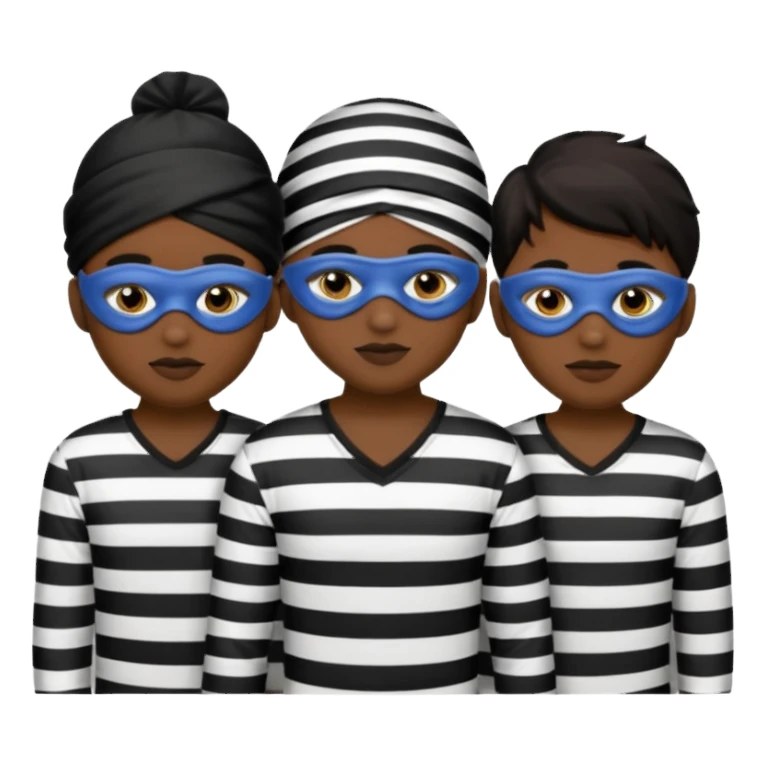 3 theif robbers emoji,Stripped shirt,eye mask, black head. sticker