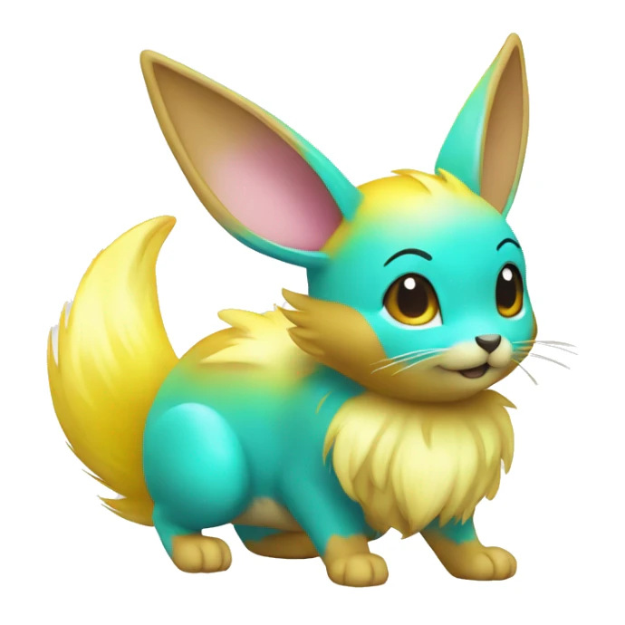 Shiny Colorful Yellow Cyan Electric Mouse Eevee sticker