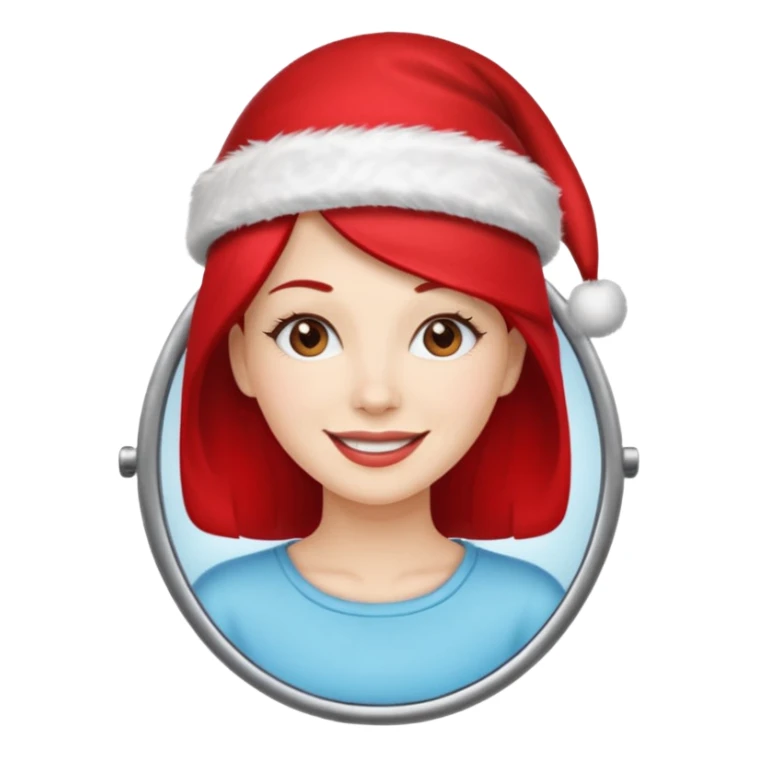 mujer peinandose en la peluqueria y con un gorro de navidad  sticker