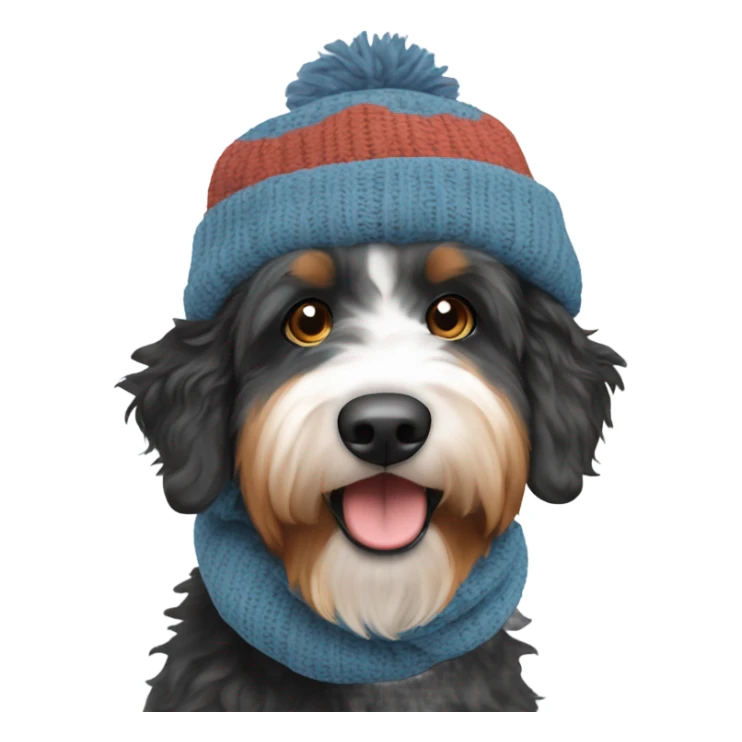 Bernedoodle with tennessee smokies hat and scarf sticker
