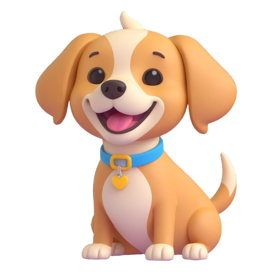 um cachorro feliz, estilo 3D fofo sticker