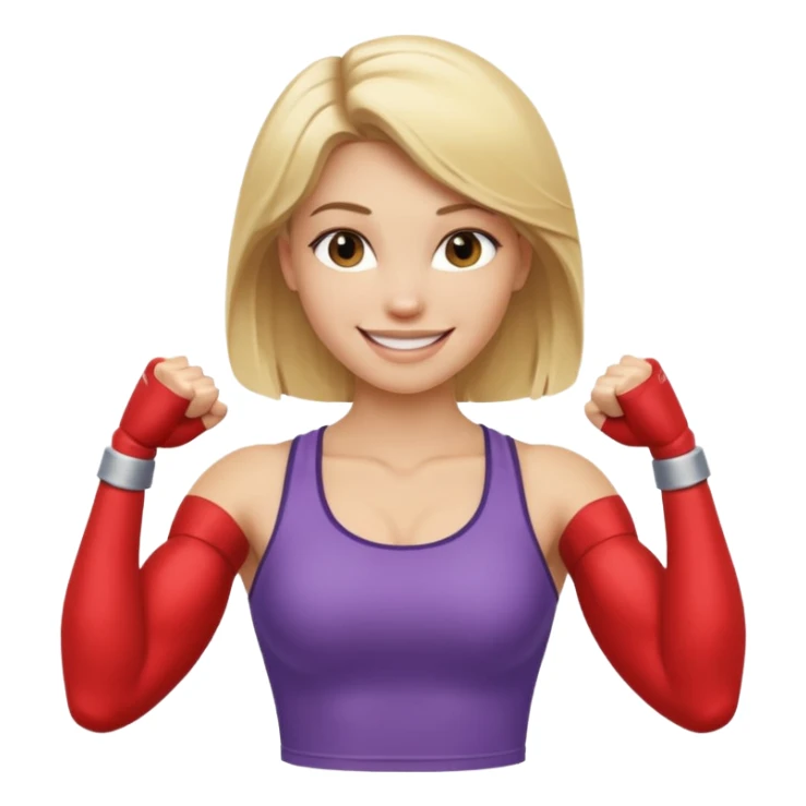 blonde young women show biceps emoji sticker