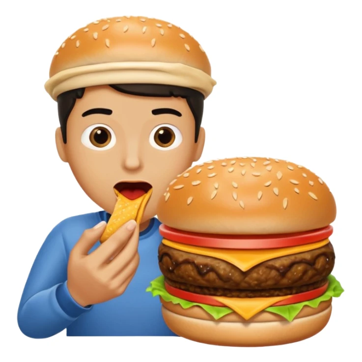 Person taking big bite out of burger sticker
