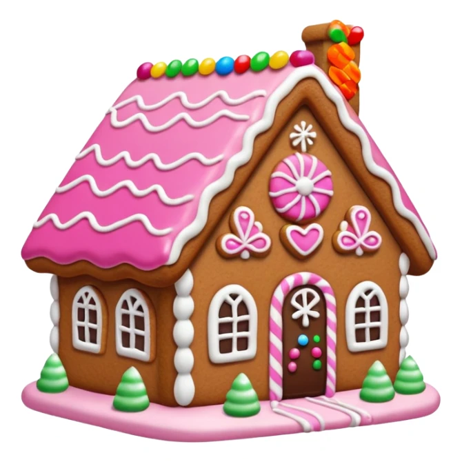 Lebkuchen Haus mit rosa und weißen details  sticker