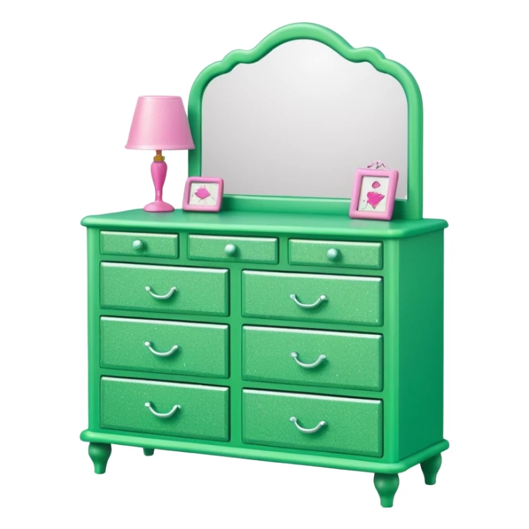 barbie dresser green with glitter sticker