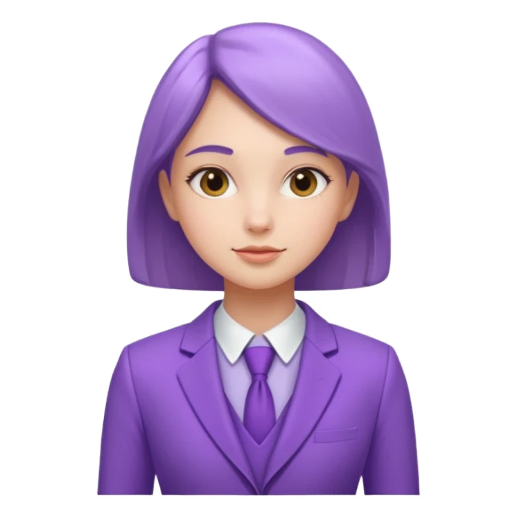 lavender-purple girl Suit, smooth rounded neckline, simple design, glossy surface, plain background. sticker