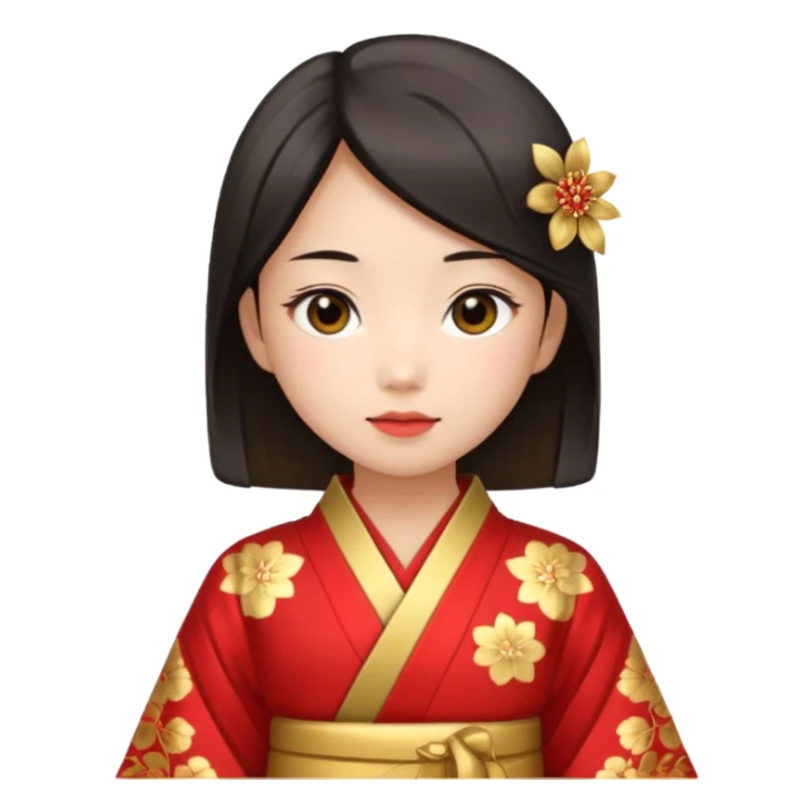 Asian girl wearing traditional Japanese clothes sticker