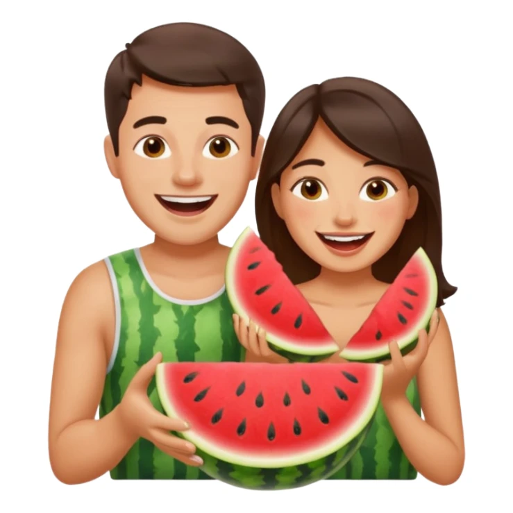 Couple laughing and eating Watermelon  sticker
