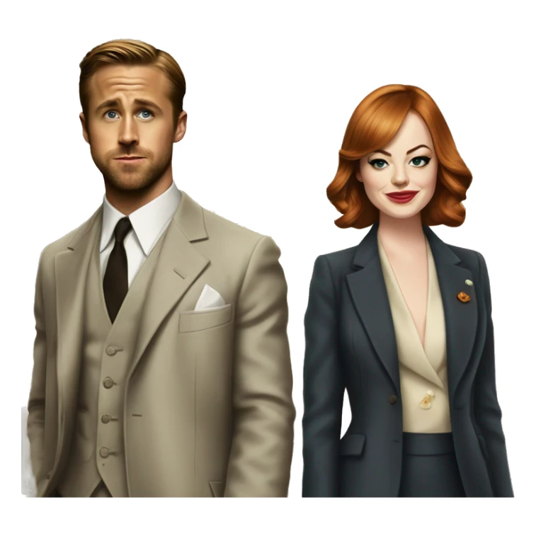 Ryan gosling and Emma stone on Gangster squad sticker