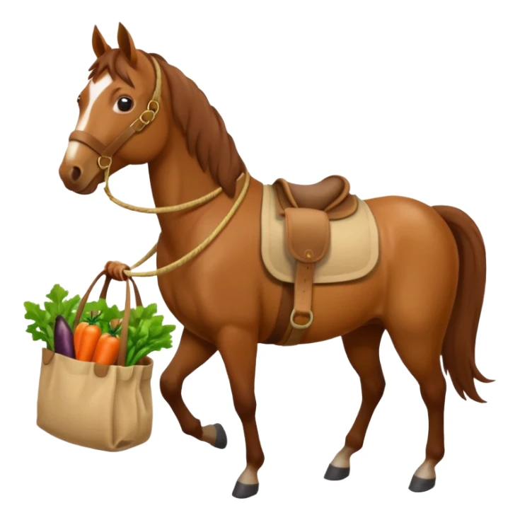 horse holding vegetables bag sticker