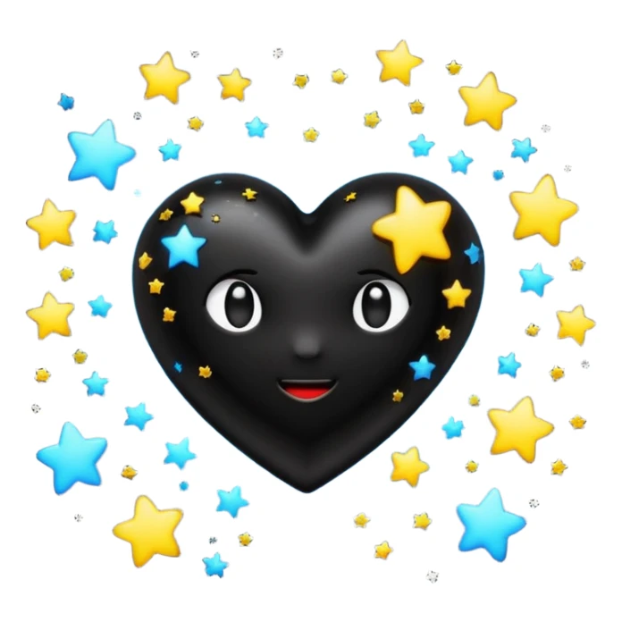 emo heart with shooting stars and dark sky sticker
