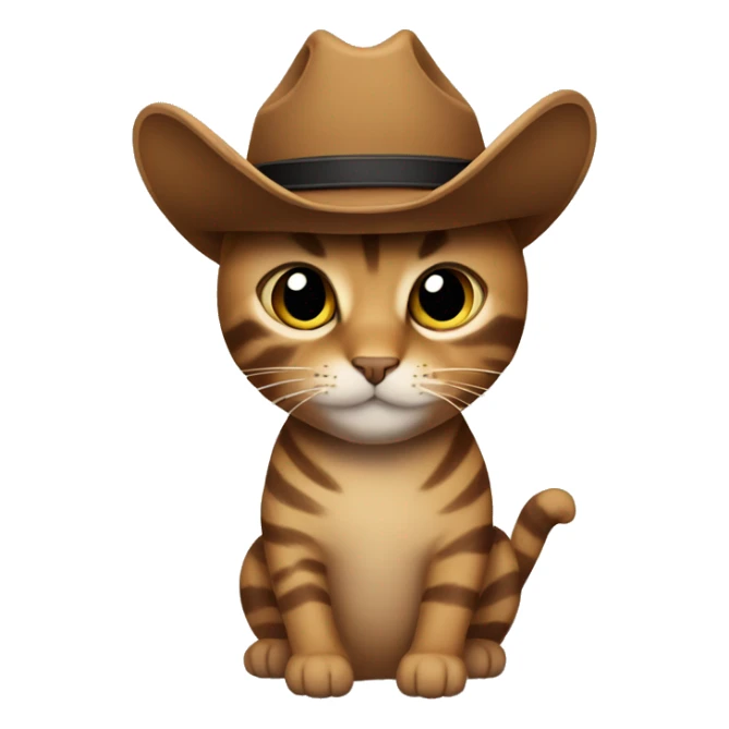 brown cat with black stripes has a cowboy hat on sticker