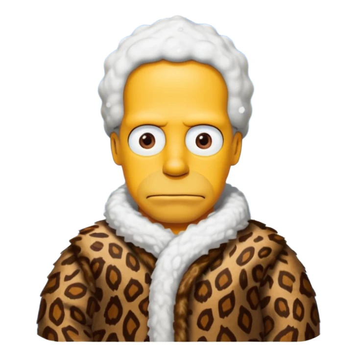 a simpson wearing ancient animal skin cloth with snow, half body, icon sticker