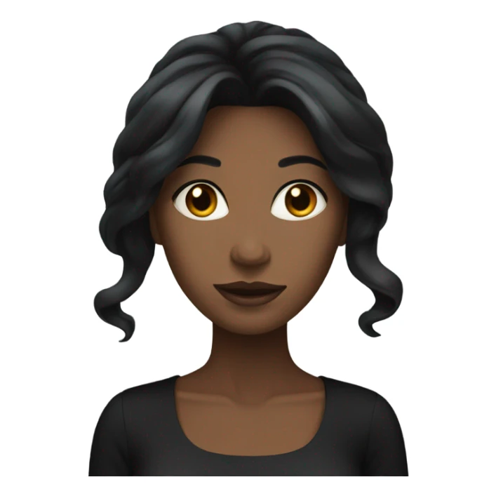 black woman with black long hair and a nice top sticker