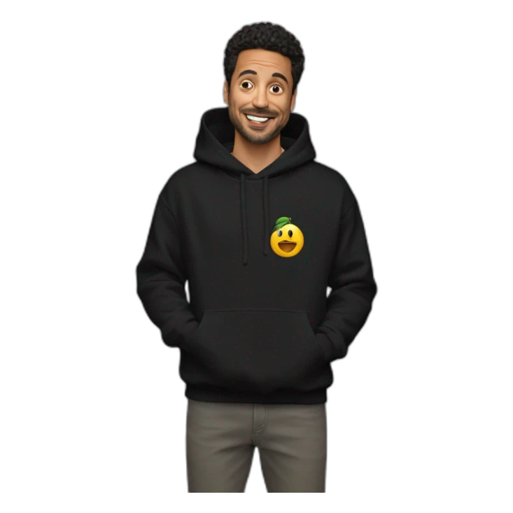 Chico moreno pensante sudadera negra  sticker