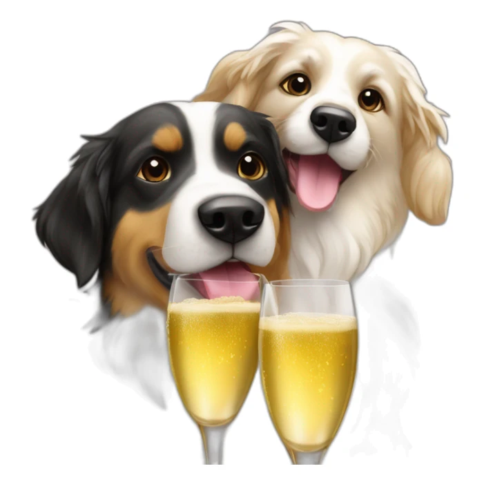 Chien berger suisse qui boit du champagne avec sa petite copine sticker