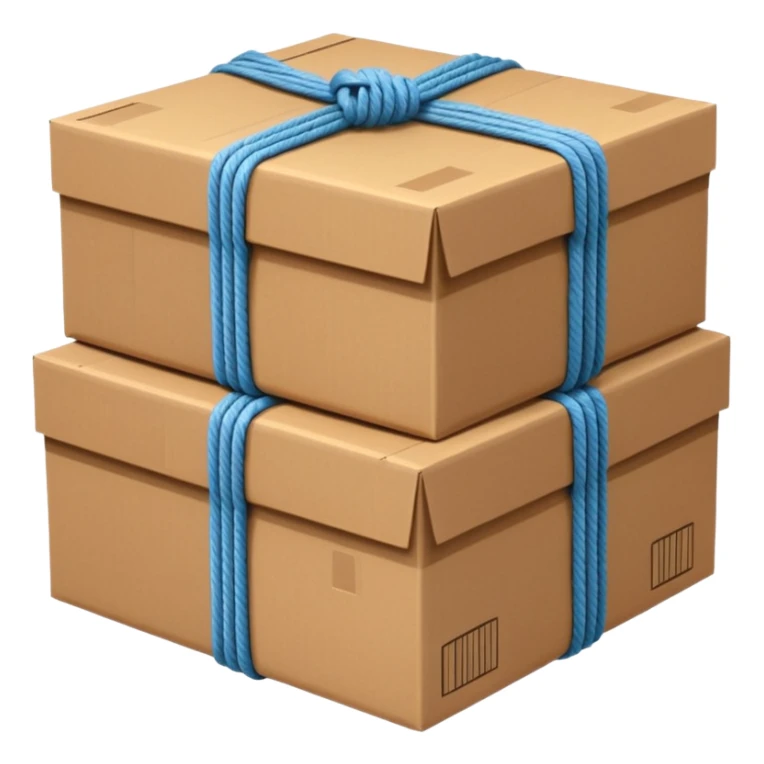 create a realistic emoji of packages wich got stabalised by ropes  sticker