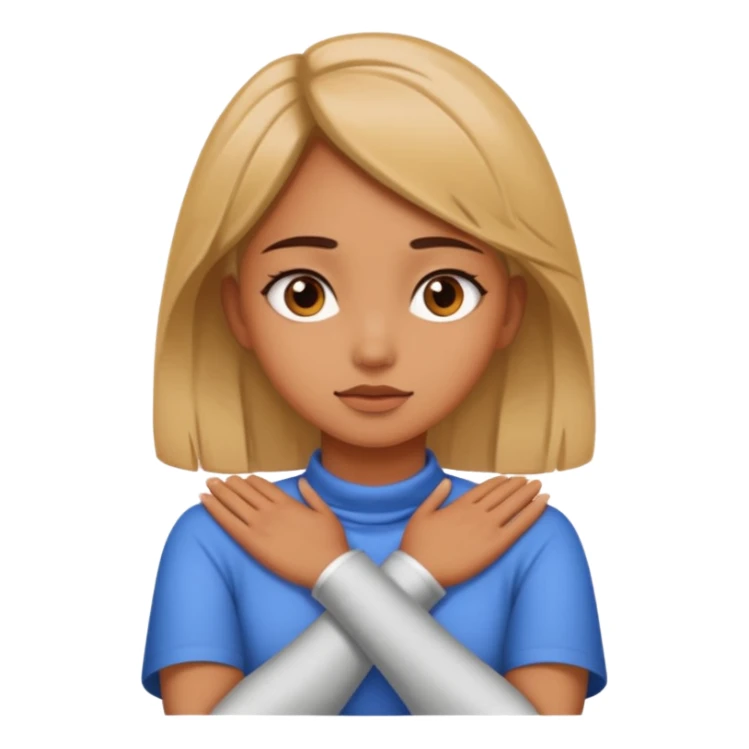 a girl hands with her crossed on her neck x eyes sticker