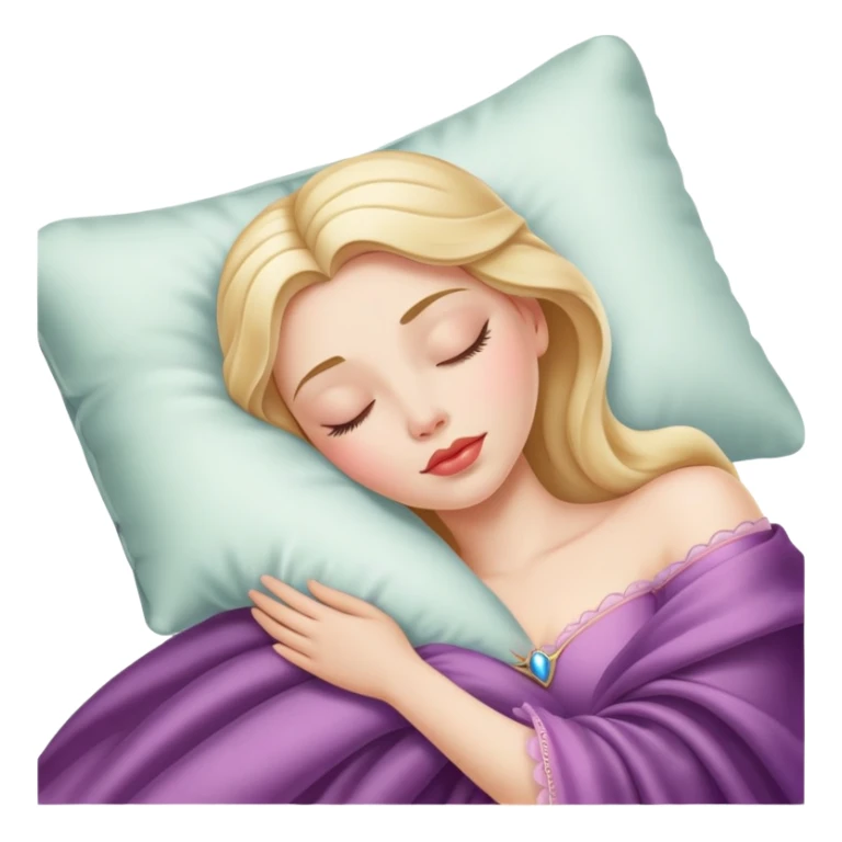 sleeping beauty white woman with a silk pillow sticker