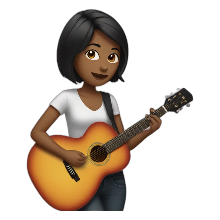 woman with black short hair playing a guitar sticker