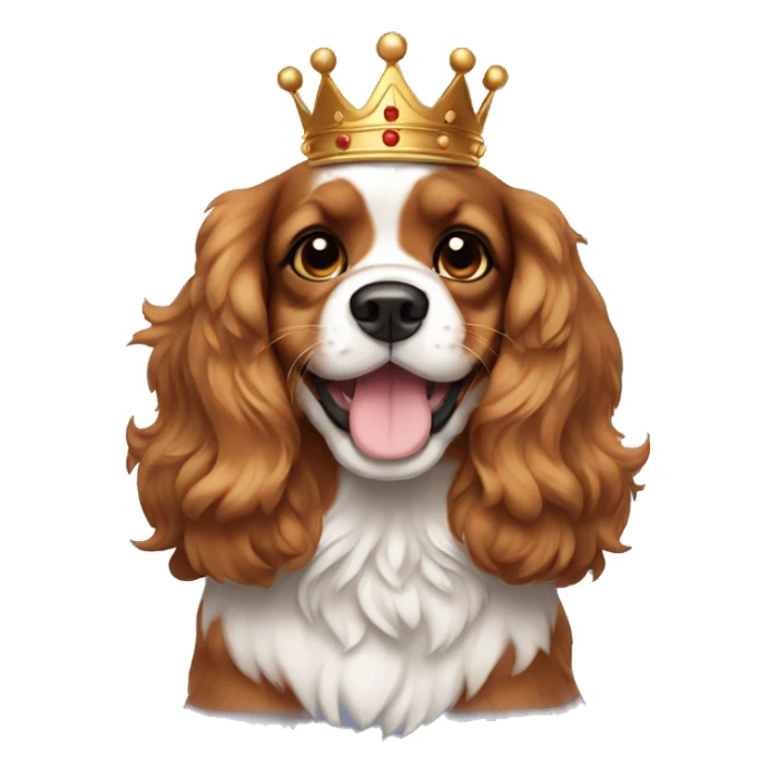 king charles puppy with a crown smiling  sticker