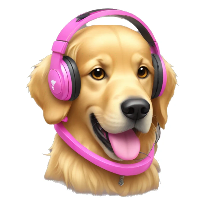 golden retriever with pink gaming headset sticker