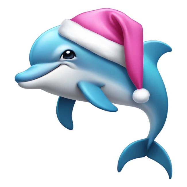 Dolphin wearing a pink dress and a Santa hat  sticker