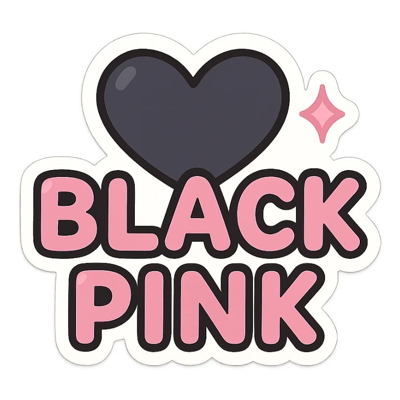 BLACKPINK-inspired object, black and pink colors, cute and collectible sticker look sticker