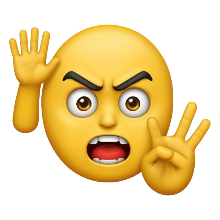 creepy mad emoji with the stop hand sticker