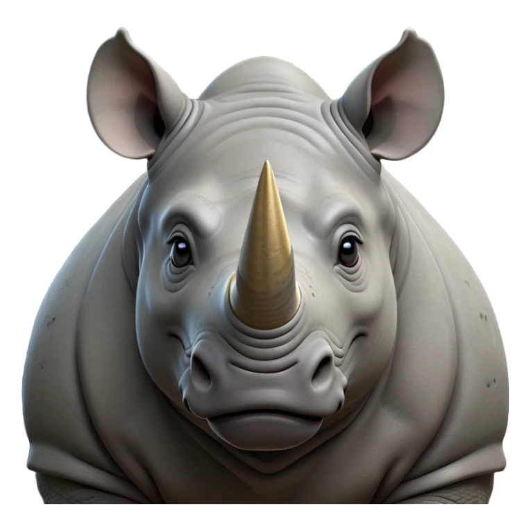 cinematic-noble-rhinoceros-portrait-emoji,-poised,-with-a-massive,-powerful-build-and-a-thick,-hide-of-slate-gray,-deep-set-soulful-piercing-eyes,-simplified-yet-sharp-and-sophisticated-features,-highly-detailed, with large black eyes, szoomed out showing houlders sticker