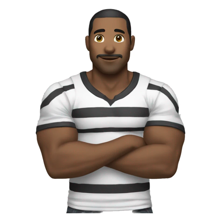 hombre con camiseta blanca con rayas y antifaz negro sticker