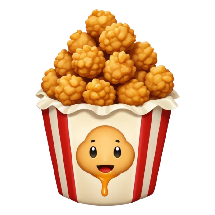 Popcorn chicken with sriracha mayonnaise drizzled on top sticker
