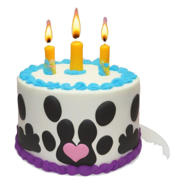 Paw print birthday cake with candle sticker