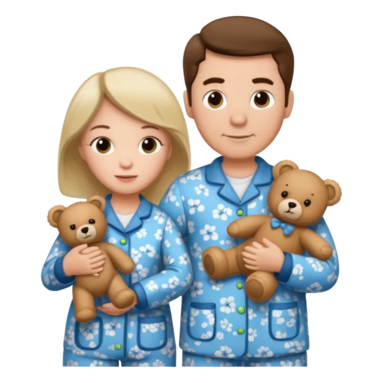 ma and pa kettle wearing pajamas and holding teddy bears sticker