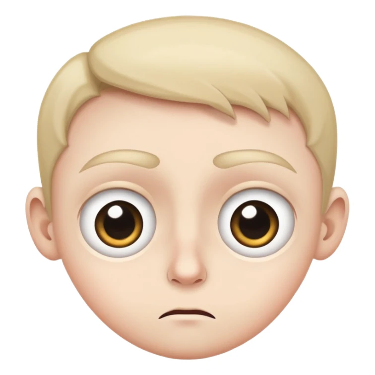 cautious face with wide eyes, slightly raised eyebrows, small frown sticker